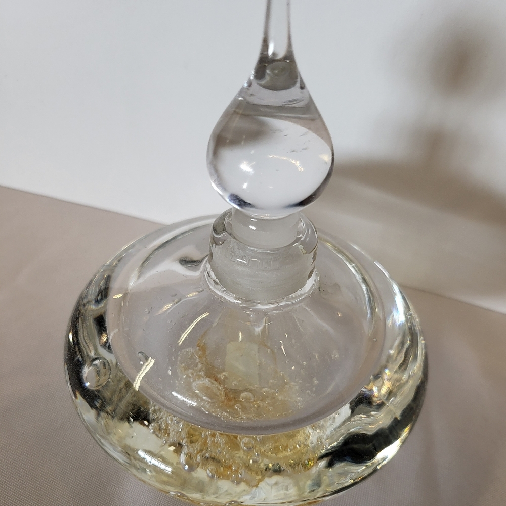 Elegant Glass Perfume Bottle with Gold Accents